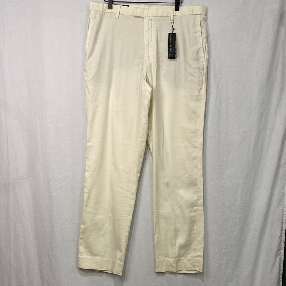 NWT Banana Republic Men's Size 36x34 Slim Fit Performance Linen- Cream